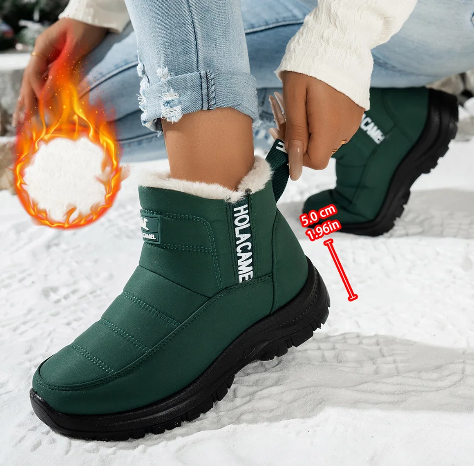 

Зимняя обувь, женские кроссовки, теплые хлопковые зимние ботильоны на молнии, уличная теплая плюшевая повседневная хлопковая обувь, водонепроницаемые зимние ботинки