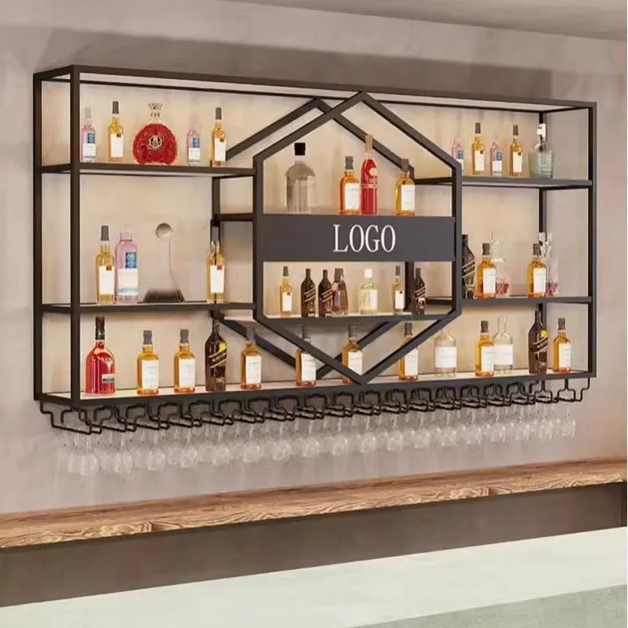 Wall Mount Bar Cabinet Hanging Gold Home Column Display Design Stackable Iron Cube Wine Rack Wedding Schrank Kitchen Furniture