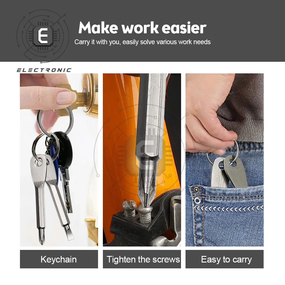1 Set Stainless Steel Mini EDC Multifunction Screwdriver Key Shape Screwdrivers Pocket Repair Tool