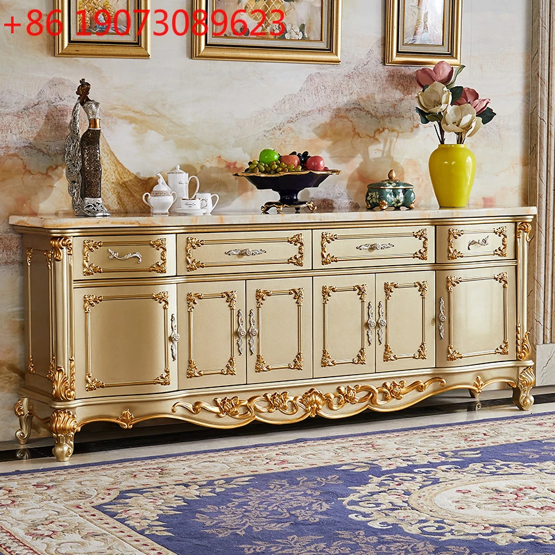

European marble sideboard, shoe cabinet integrated wall-walled solid wood multi-functional storage partition cabinet