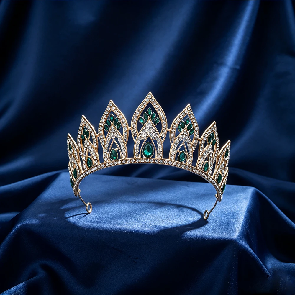 1pc Baroque Gold Tiara Crown Crystal Rhinestone Queen Diadem Women Bridal Wedding Prom Birthday Party Hair Accessories Headband