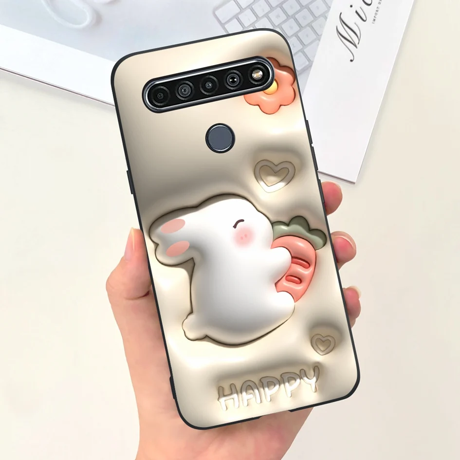 For LG K61 2020 Case LMQ630EAW LM-Q630 Cute Cartoon Cover Shockproof Silicone Black Phone Case For LG K61 K 61 LGK61 Soft Fundas