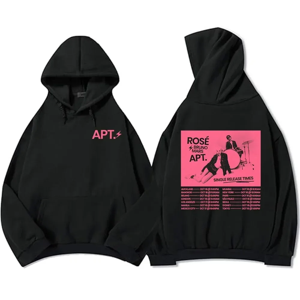 APT 2024 New Song Graphic Hoodies ROSÉ & Bruno Mars Hoodies Men's Women Hip Hop Vintage Sweatshirts Casual Long Sleeve