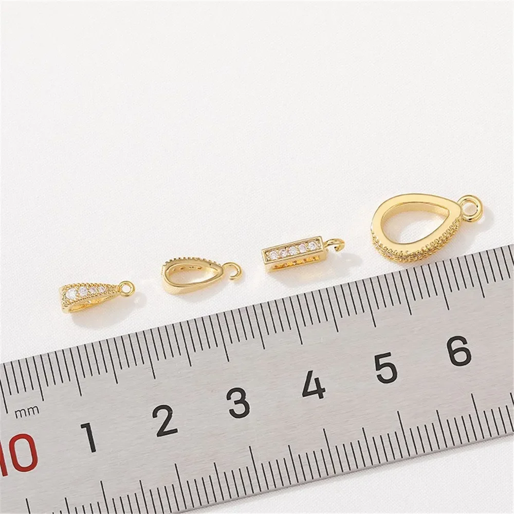 

14K Gold-Color Micro-inlaid Zircon Open Pendant Buckle Melon Seed Buckle Handmade DIY Bracelet Necklace Ear Jewelry Material
