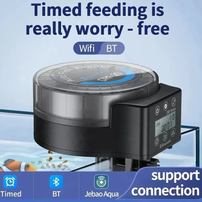 DRF Smart Automatic Aquarium Fish Feeder With Digital Timing BT Control Feeding Small Fish Tank Intelligent Food Dispenser