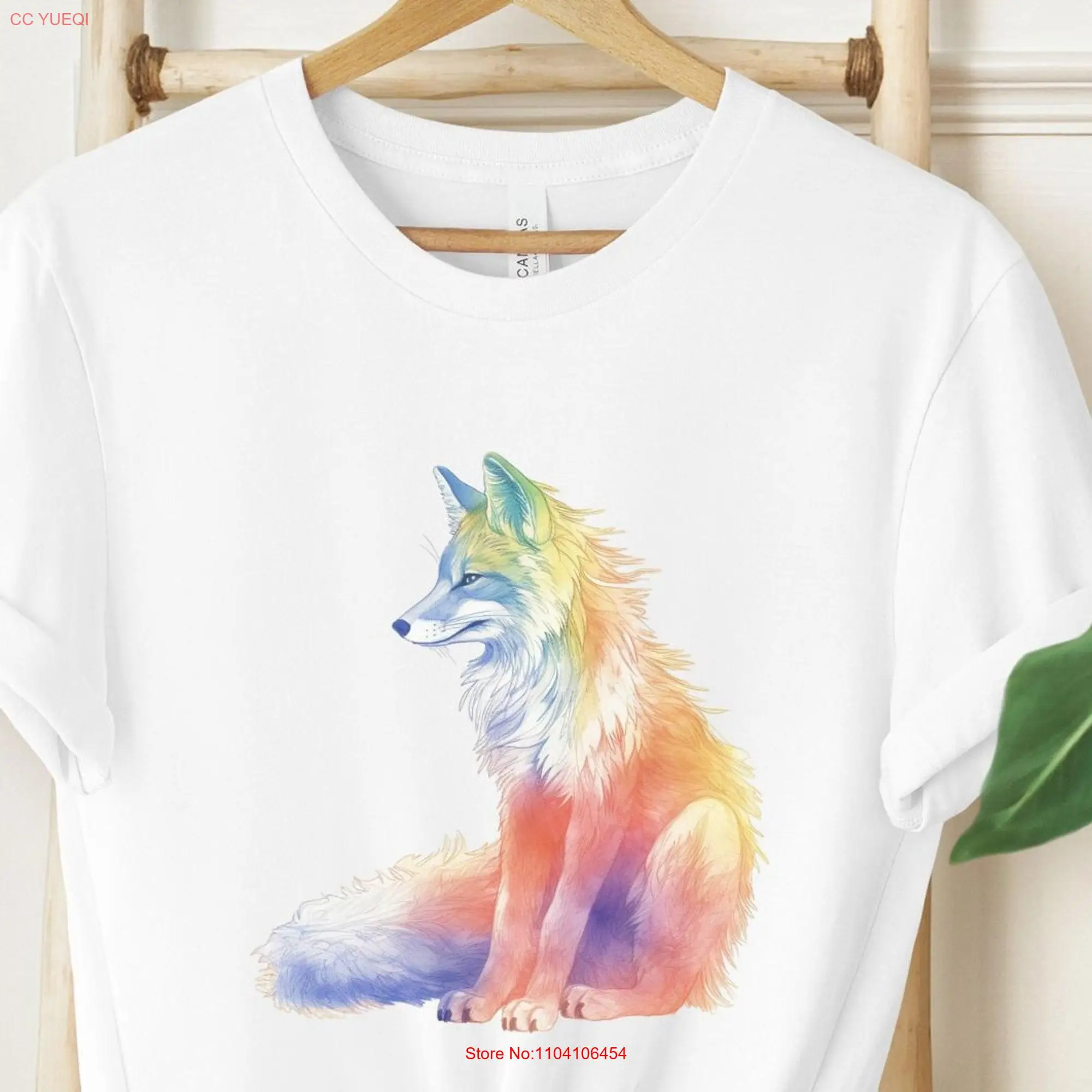 Rainbow Fox T Shirt Colorful and Vibrant for Animal Lovers Uplifting Positive Vibes Equality long or short sleeves