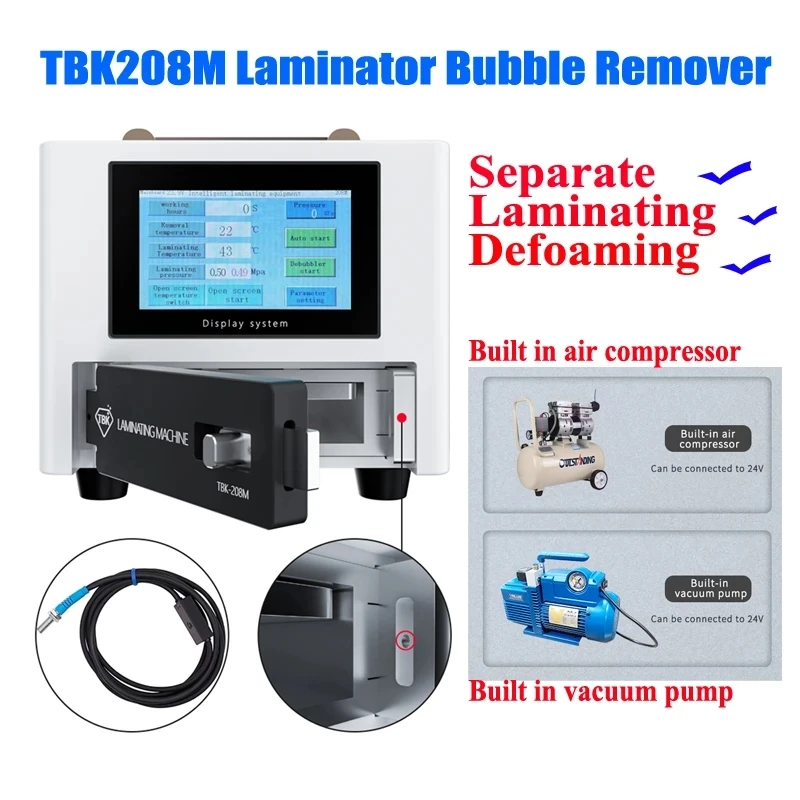 TBK208M 3 in 1 OCA Laminating Machine Vacuum Pump Curved Straight Tablet LCD Repair for iphone Curved Screen Refurbish