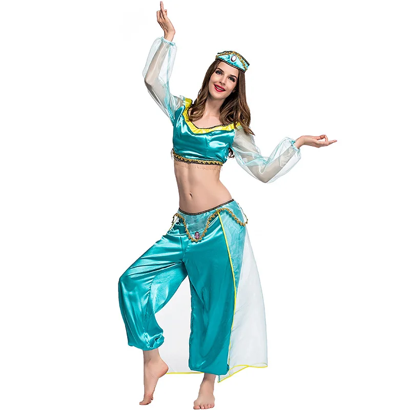 Jasmine Princess Costume Jasmine Dress Halloween Performance Costumes Anime Cosplay Costumes Women Halloween Clothing Set