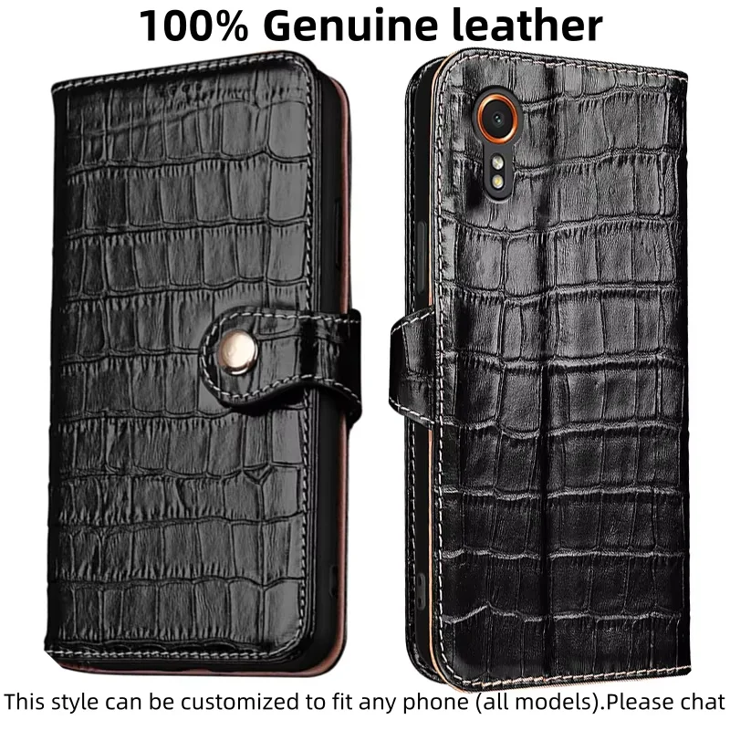 

Чехол-кошелек с текстурой крокодила из натуральной кожи для Samsung Galaxy XCover7 XCover6 Pro 2 5, противоударный чехол с магнитной кожей