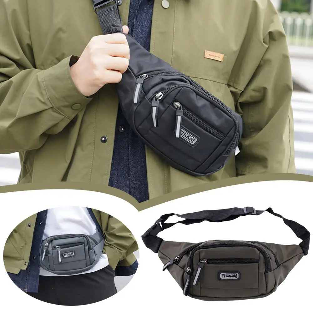 Men's Fashionable Multifunctional Waist Bag Chest Bag Bag Outdoor Item Buckle Adjustable Storage Portable Design Shoulder S H0K4