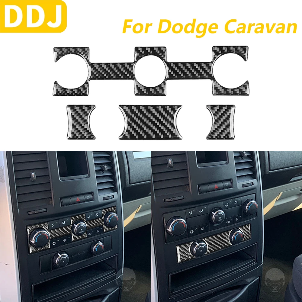 For Dodge Caravan 2008-2010 Carbon Fiber Central Air Conditioning AC Control Panel Cover Trim Car Accessories Decoration Sticker