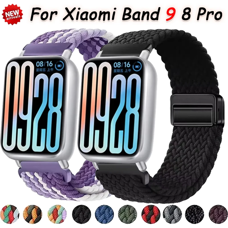 

Braided Solo Loop Nylon Strap for Xiaomi Band 9 8 Pro Adjustable Magnetic Buckle Breathable Bracelet watchBand Redmi Watch 5 4