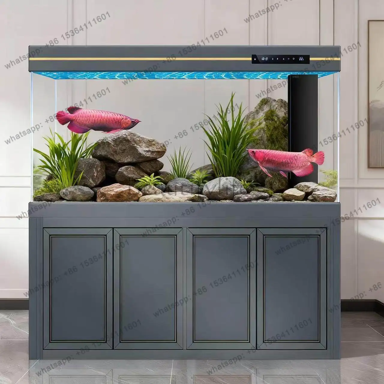 Fish Tank Is A Medium and Large Floor-to-ceiling Screen Glass Ecological Tank Filtered At The Bottom of The Home Living Room