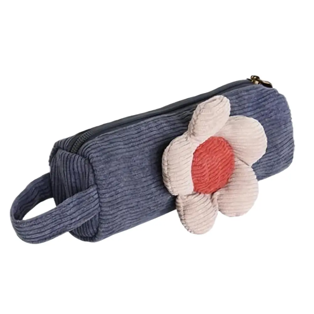 

1pc Daisy Pencil Case Corduroy Material Large Capacity Storage Pouch Drawing Pencils Bag Portable School Supplies Stationery