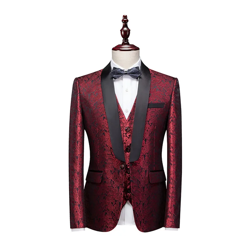 

Мужской костюм KIDWHXR из 3 предметов: пиджак с отложным воротником в стиле пэчворк, однобортный жилет, брюки прямого кроя, мужской комплект с принтом