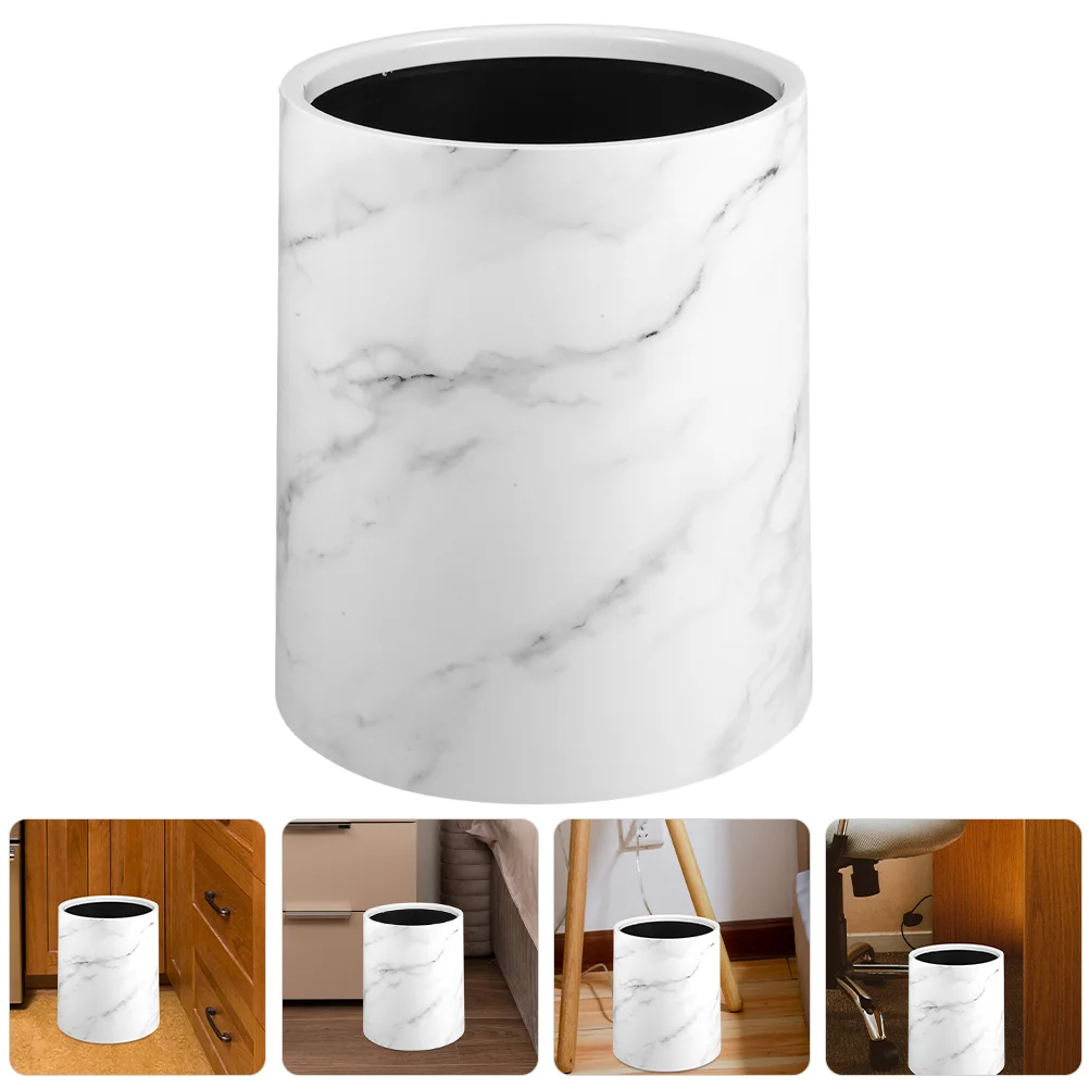 Marbling Trash Can Lidless Trash Can Marble Pattern Round Garbage Can Wastebasket