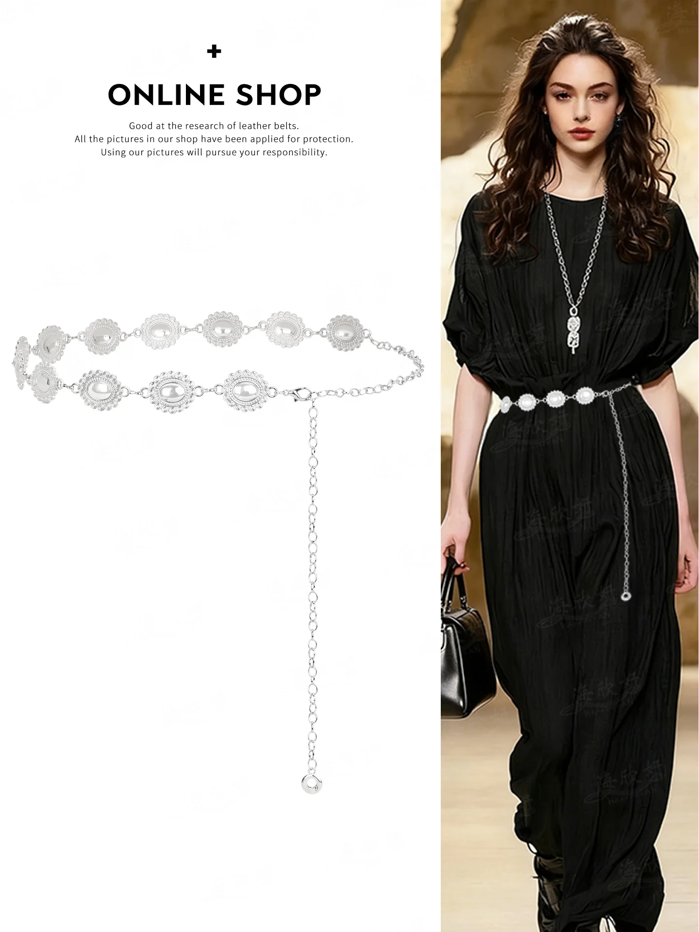 エレガントなメタルチェーンウエストベルト-レディースファッションアクセサリー-ドレス、スーツ、スカート用-多用途ウエストチェーン-あらゆる年齢層向け