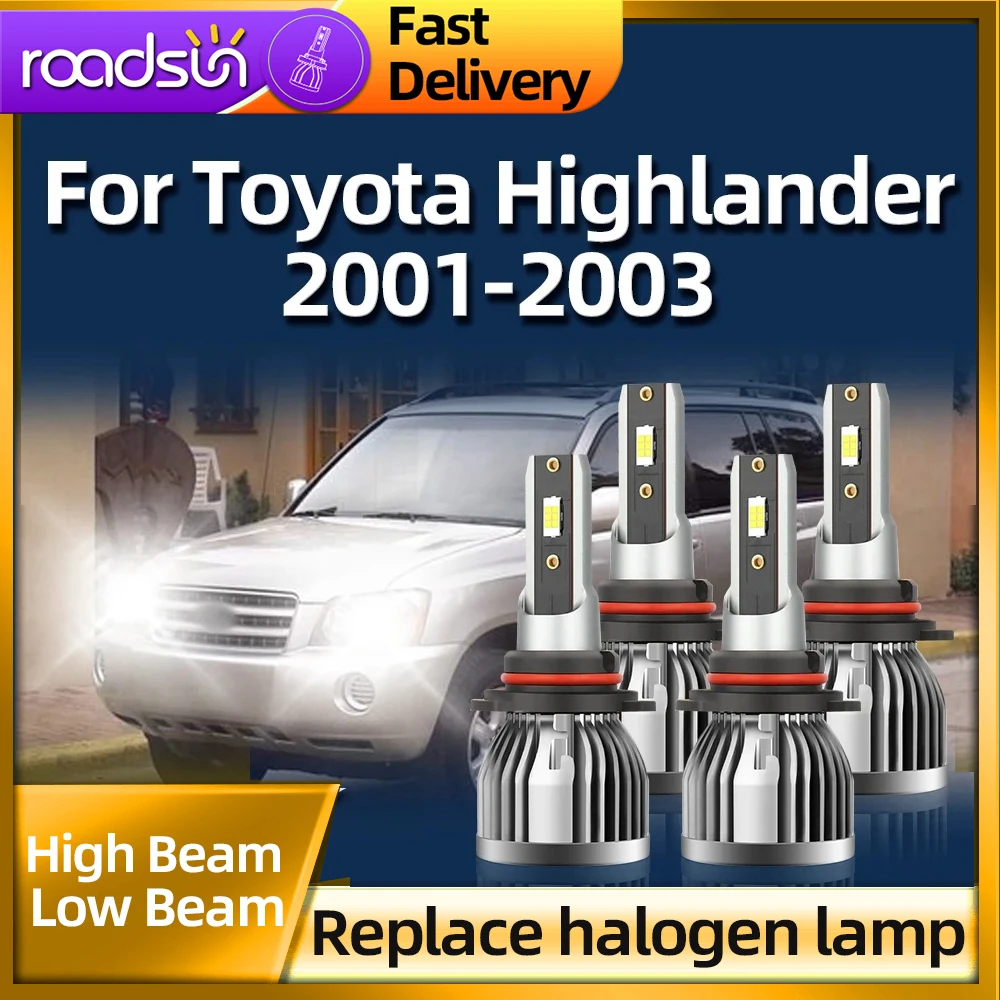 

Roadsun 2/4Pcs 30000LM CSP Chip LED Car Headlight 9005 HB3 9006 HB4 6000K Bright Lamps For Toyota Highlander 2001 2002 2003