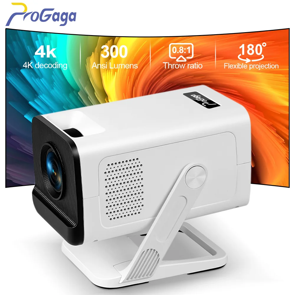 

Проектор 4K PG310 Android WiFi6, нативное разрешение 720P, 300 ANSI люмен, Full HD, короткофокусный, для домашнего кинотеатра, портативный, для просмотра фильмов на улице