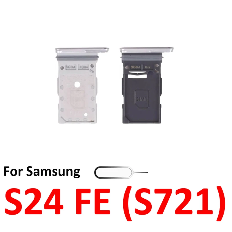 For Samsung Galaxy S24 FE S721 S721B Phone New Housing Chip SIM Card Tray Slot Holder Pocket Parts Single Dual SIM Grey Silver - view 4