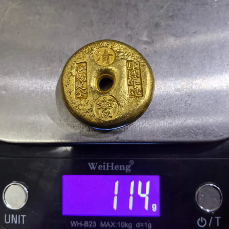 Antique Craft Solid Cast Five Emperors Peace Buckle Gold Coin Gold Ingot Gold Bar Craft Ornament