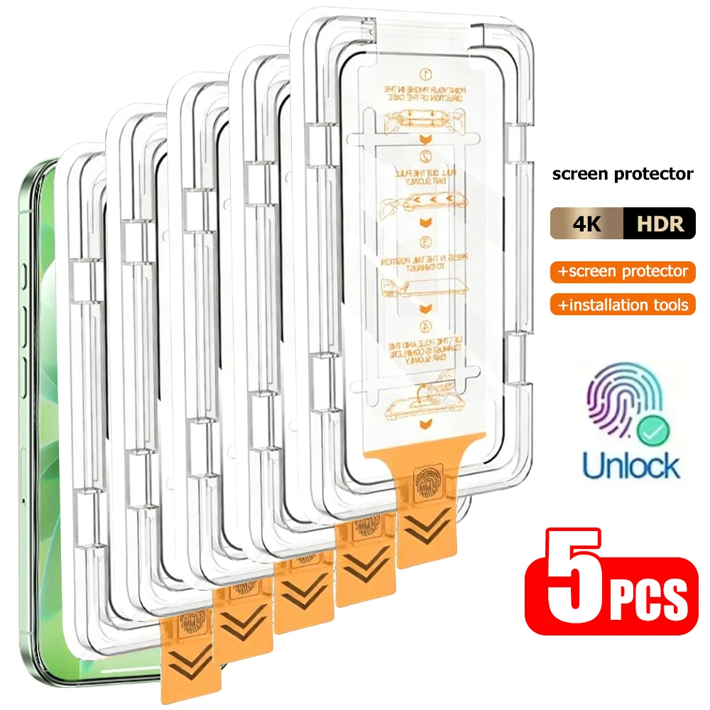 Fingerprint Unlock Tempered Glass Screen Protector For Samsung A56 5G A 56 A55 A54 A53 A52 A52S A51 A36 A35 A26 A16 A21S A73 A71