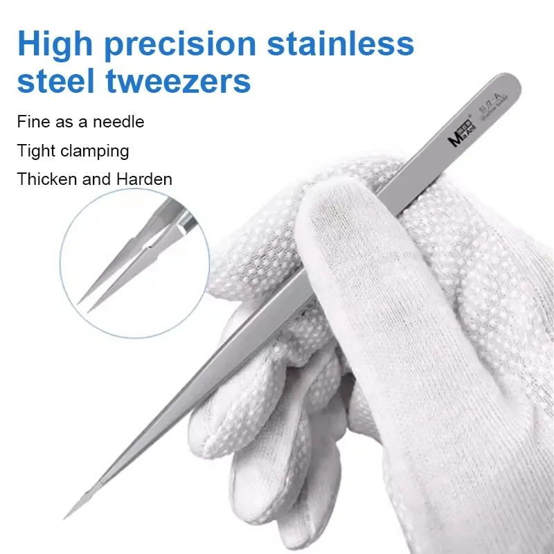 MaAnt SS-A SS-A1 SS-J Precision Tweezers Hand Polish Non-Magnetic Stainless Steel BGA Micro Soldering Jump Wire Repair Tweezers