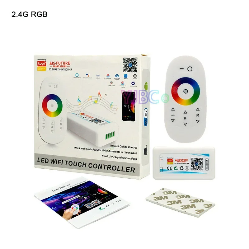 2.4G  Wifi LED Controller Tuya 5V-24V Single color/CCT/RGB/RGBW/RGB+CCT LED Strip Smart Dimmer Alexa Google Home Voice phone APP