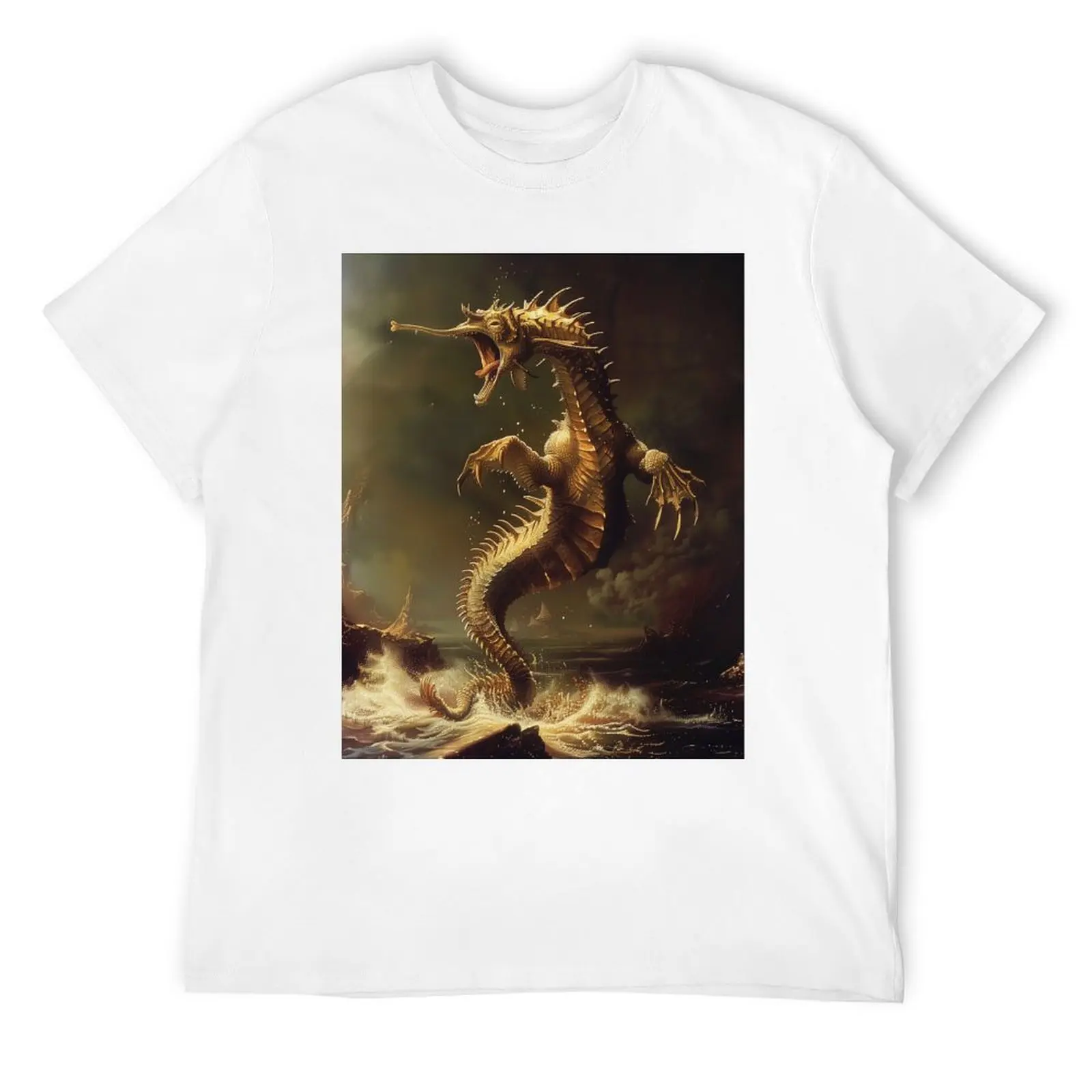 Great Yellow King Seahorse T-Shirt plus size clothes tops slim fit t shirts for men