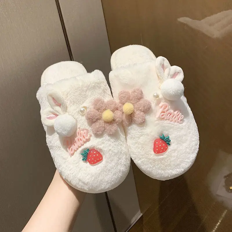 

New Internet Celebrities Autumn Wear Warm Cute Fashion Cotton Shoes Women's Indoor Plush Flat Comfortable Cotton Slippers