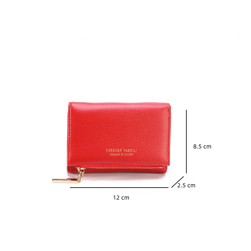 2024 new women\'s simple versatile short wallet Japanese and Korean cute card holder snap button simple 30% off multi-card sl