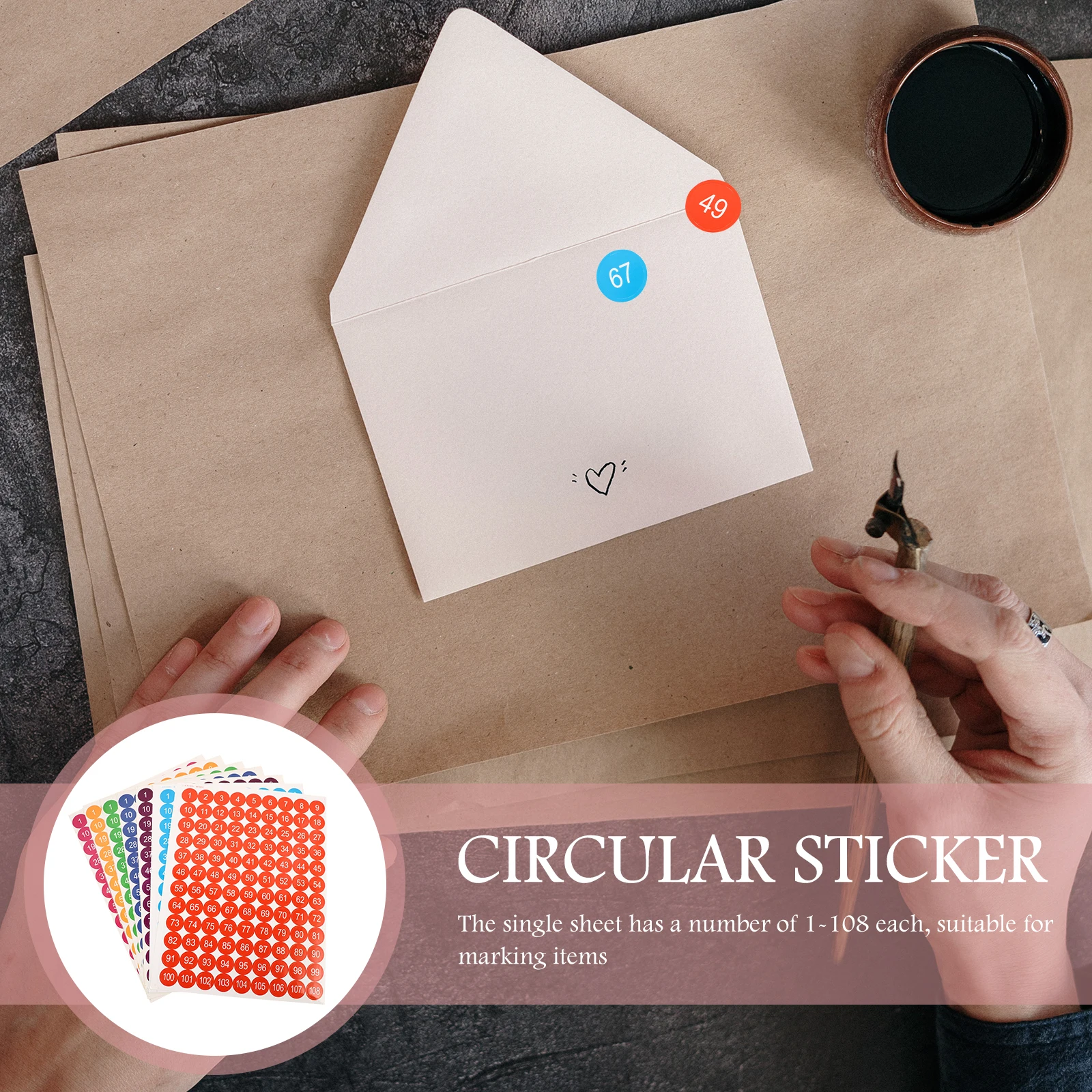 

7pcs Round Number Stickers Self-Adhesive Paper Labels For Gift Wrapping Diy Crafts Kids Party Home Organization File Folder