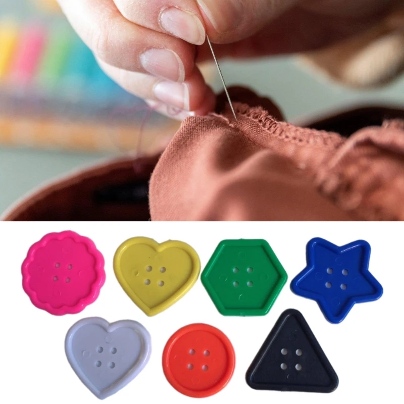 50 Pcs/Set Big Bright Buttons Geometric Shapes Buttons Colourful Craft Buttons Colorful Buttons Threading Toy