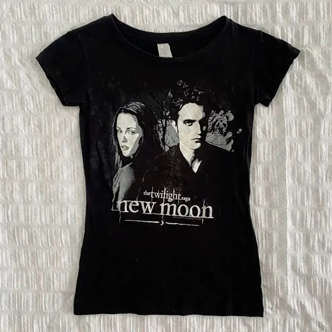 2000s ريترو الجرونج تي شيرت المرأة سايبر القوطية الجرافيك طباعة قصيرة الأكمام بلايز خمر الشارع الشهير Y2K نمط الطفل تيز ايمو الفتيات