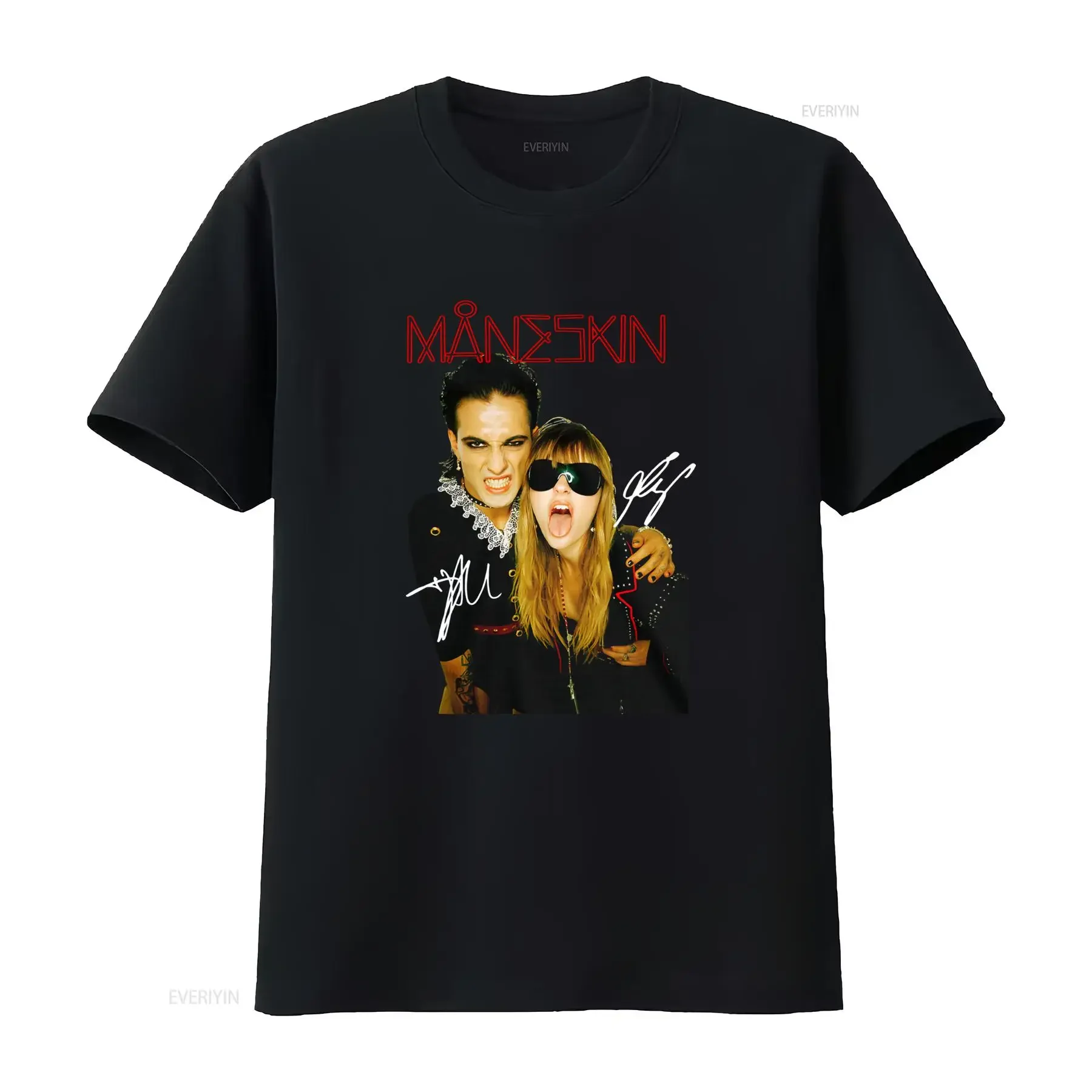 MANESKIN Band Signed Damiano David Victoria de Angelis T Shirt All Sizes Available Rock Style AH1259 vintage Washed Versatile