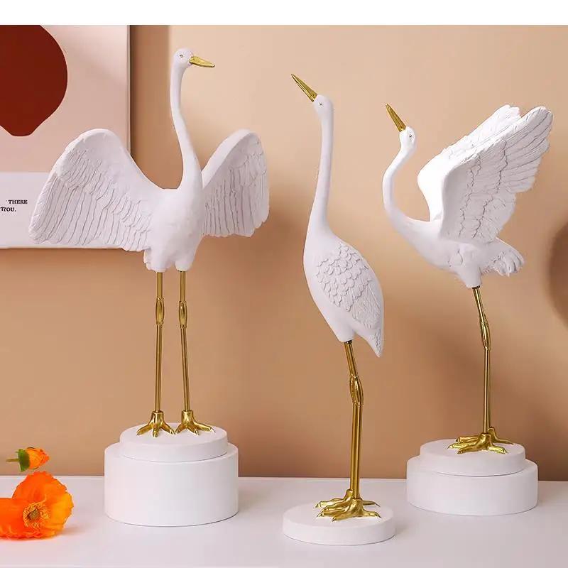 

Creative Resin Simulation Animal Sculpture Crane Golden Bird Ornaments Standing Crane Home Decoration Crafts Furnishings