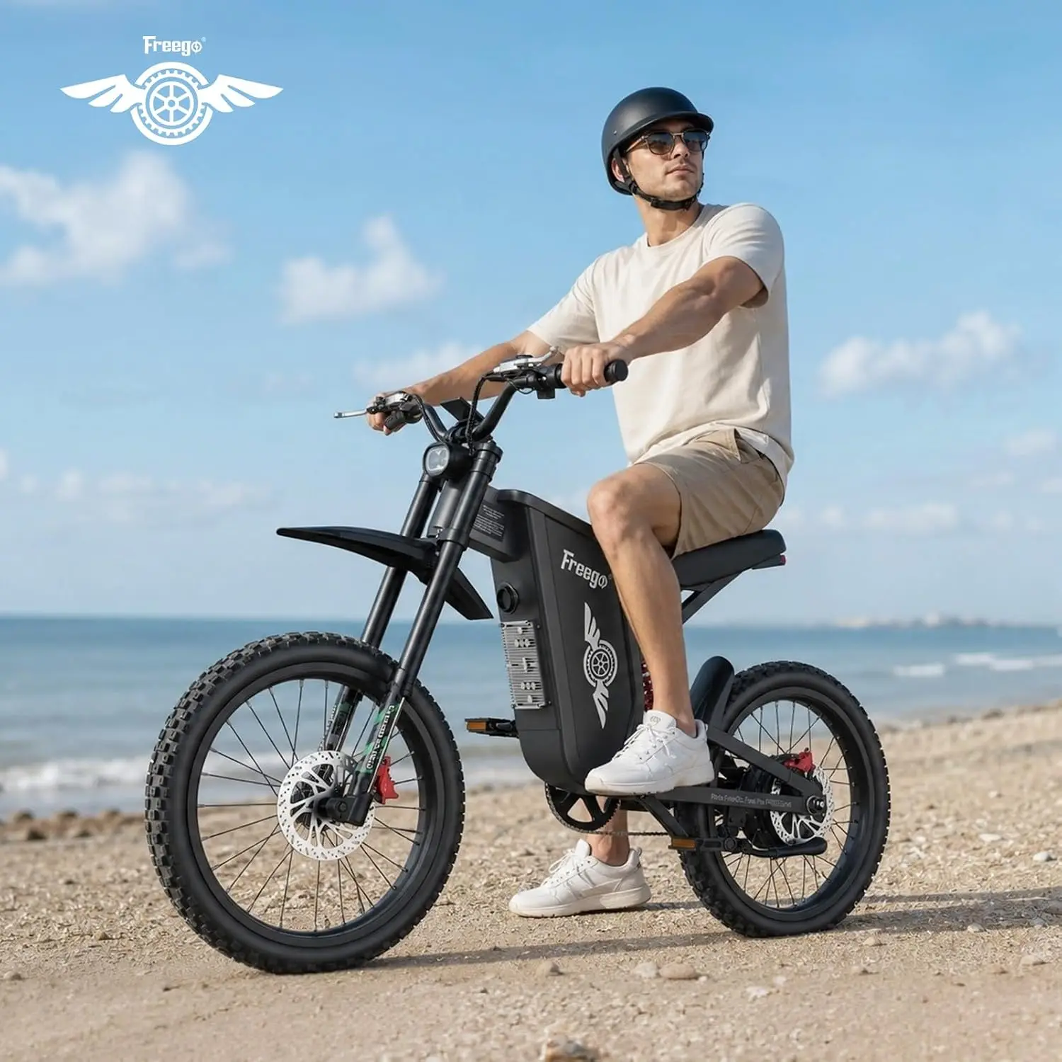 Freego X2Pro Electric Dirt Bike 6000W Motor 60V/30Ah Battery 50MPH Electric Bicycle 19x2 Full Suspension Electric Motorcycle