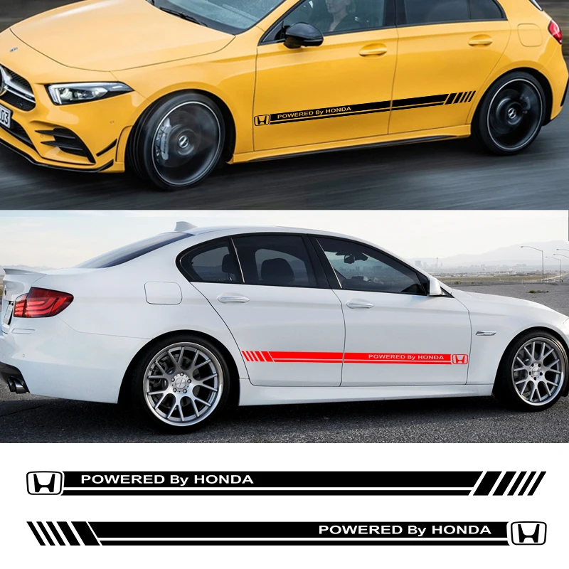 

2pcs Car Body Side Long Strip Stickers For Honda Civic xrv hrv crv brv City Accord Fit Jazz Insight Auto Door Decals Decoration