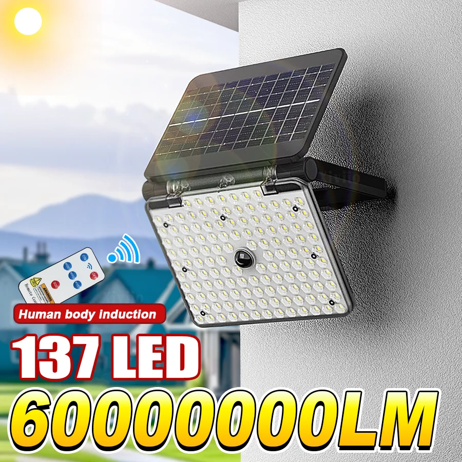 

NEW 137LED Outdoor Solar Lights Motion Sensor Security Wall Lighting Patio Garden Door Street Light Portable Hanging Night Lamps