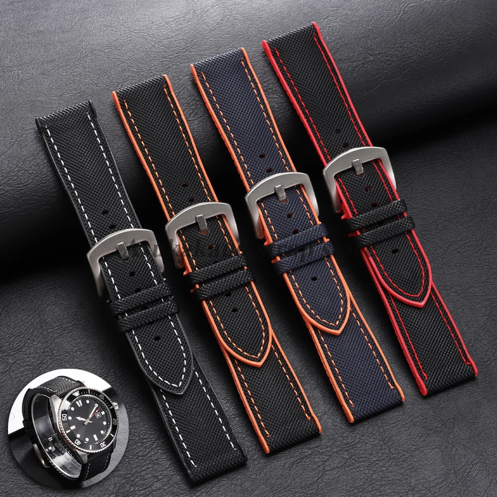 Bracelet de montre en Nylon noir Orange 20mm 22mm pour Seiko pour Omega bracelet de montre bracelet en Silicone pour citoyen pour Mido sport bracelet pour hommes