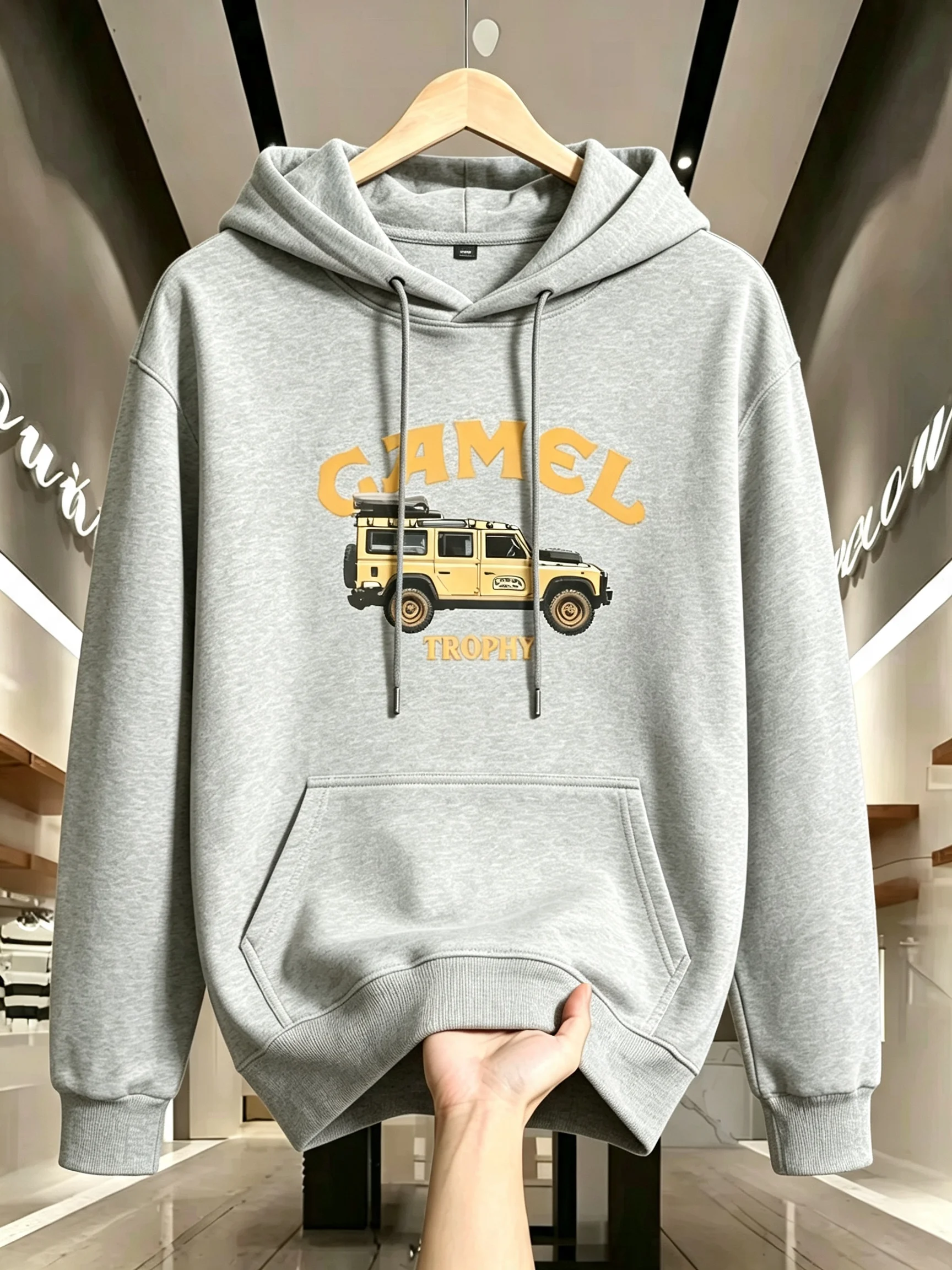 Modischer, lässiger, lockerer Herren-Hoodie mit Retro-Musterdruck für Herbst/Winter, Streetwear-Sport-Hoodie. – Detail 11
