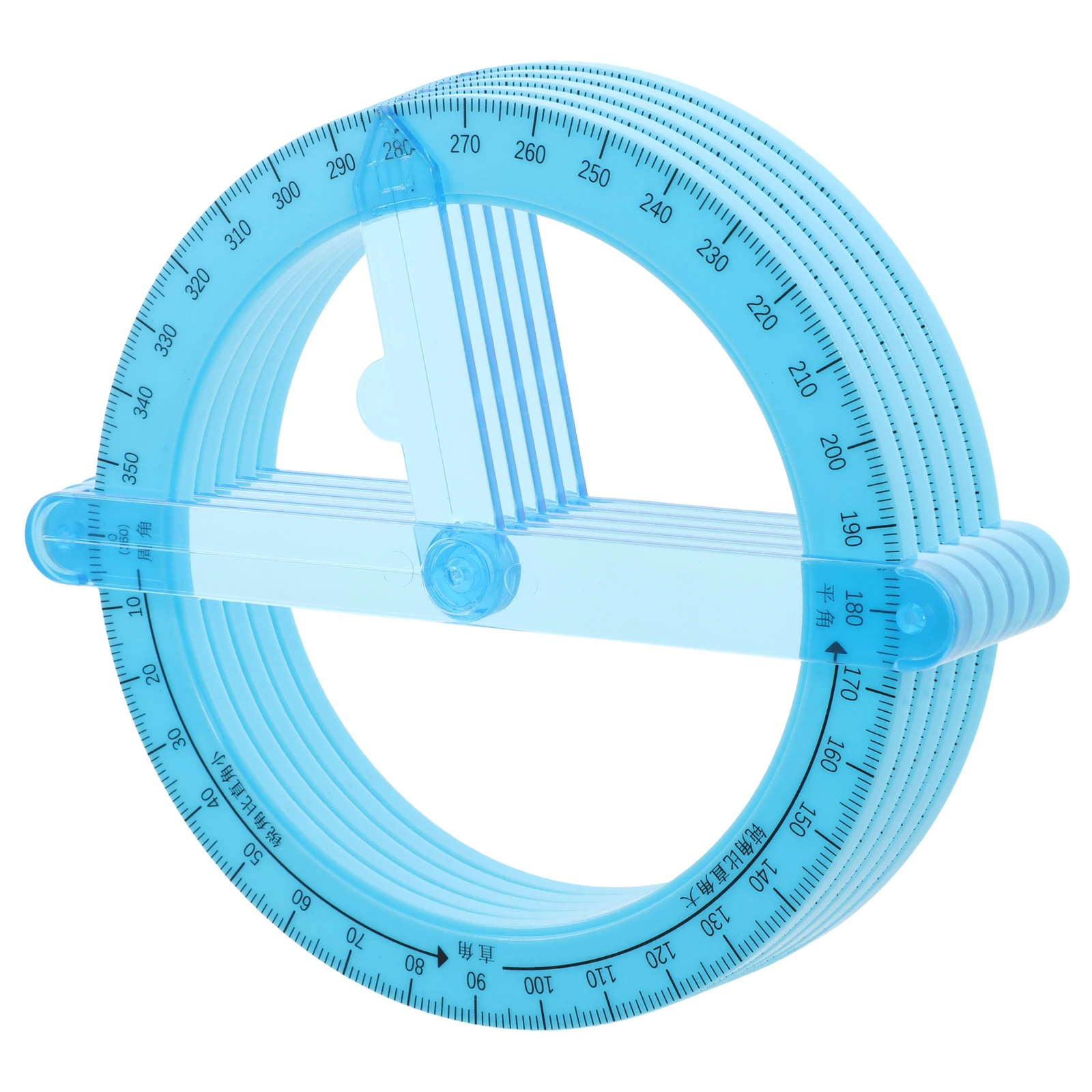 

5pcs Circular Protractor 360 Degree Movable Angle Blue Scale Drawing Tool for Students Engineers Math Teaching