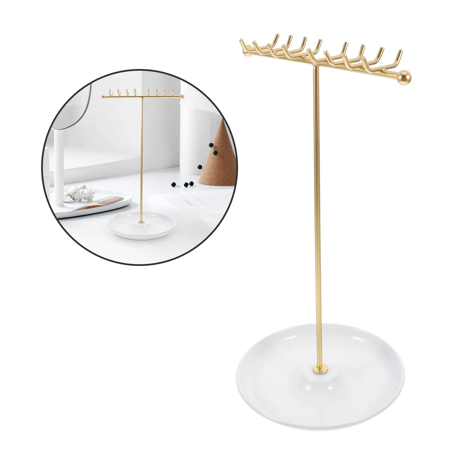 

Подставка-органайзер для украшений в форме буквы Т: минималистичный металлический держатель-лоток для экономии места, для демонстрации ожерелий, серег и браслетов