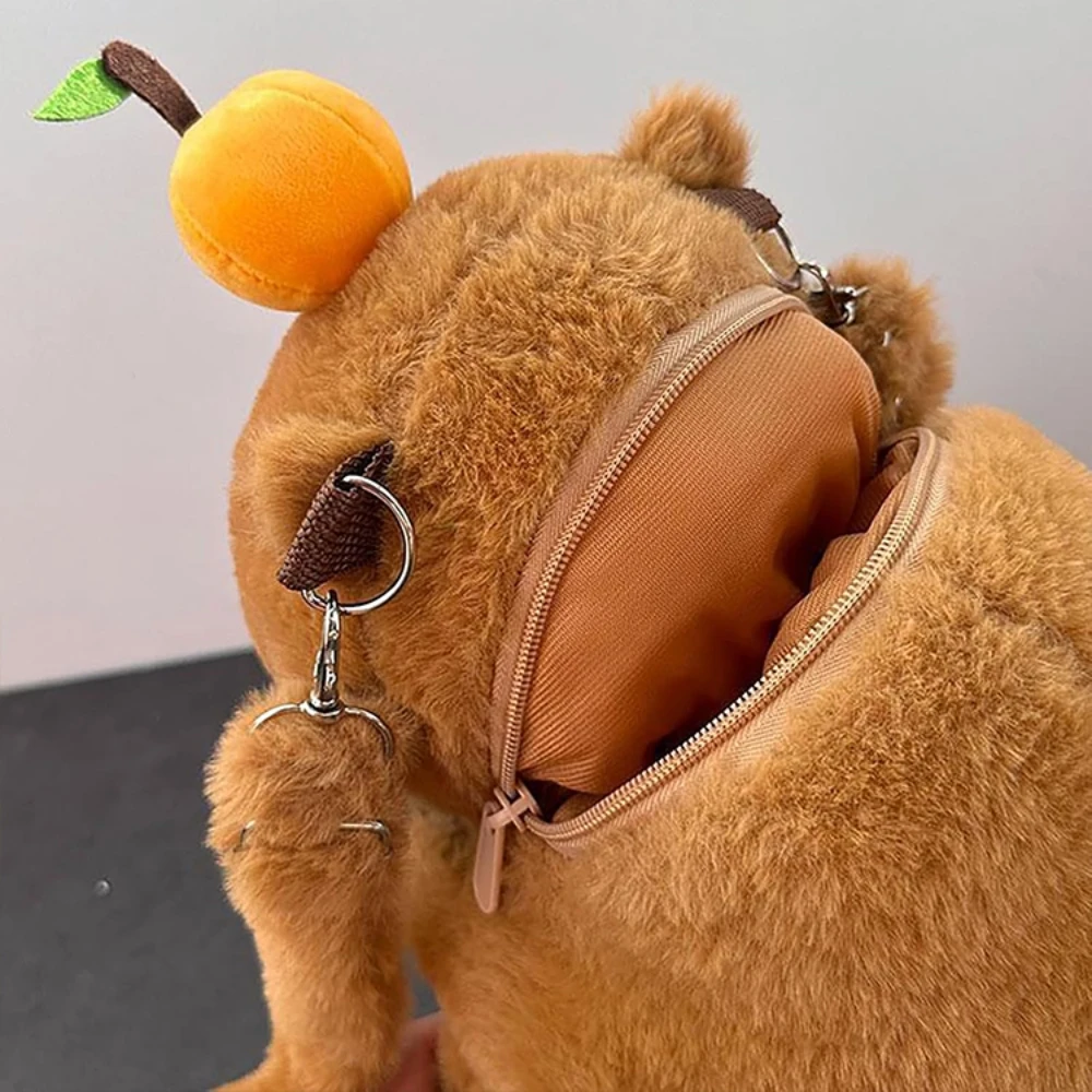 Bonito kawaii capivara mochila de pelúcia design animal de pelúcia com alça de ombro ajustável fofa para presentes das crianças