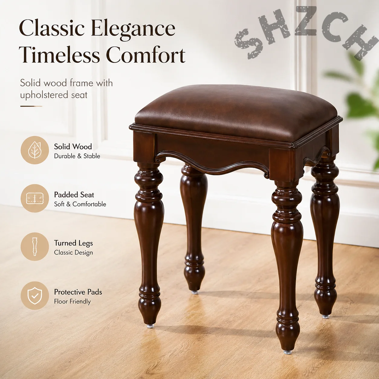 American makeup chair European dresser stool Chinese classical home small square stool Guzheng piano stool single antique