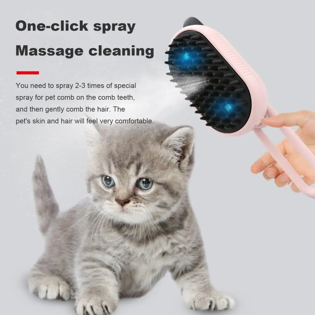 Cute Pet Grooming Tool Cordless Cat Steam Brush with Silicone Massaging Grooming Comb for Pet Hair Removal 3-in-1 Cat for Dogs