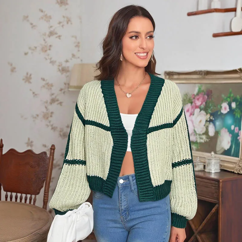 

Осенне-зимний модный свободный короткий свитер, темпераментный черный простой женский вязаный кардиган