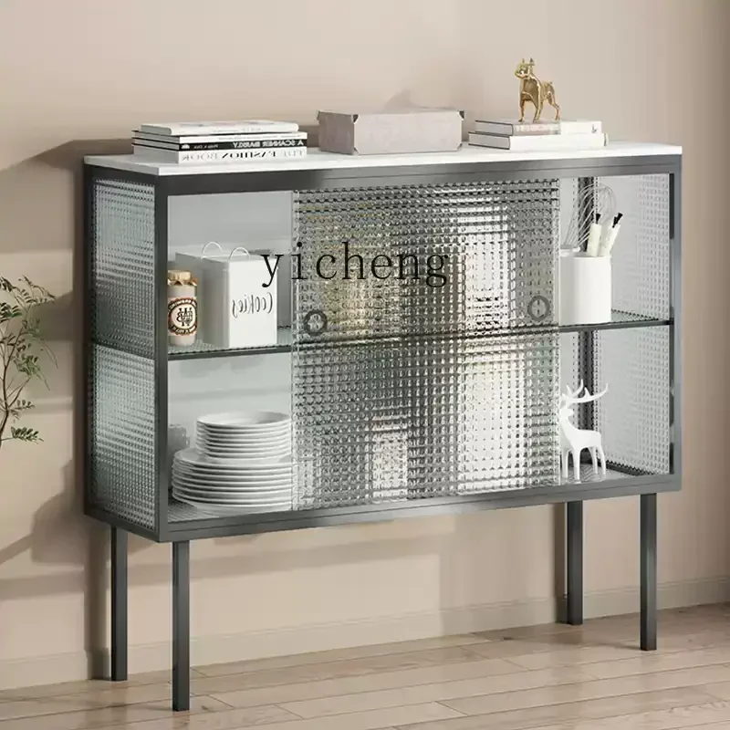 HSN glass side cabinet light luxury sliding door porch living room kitchen tea cabinet locker