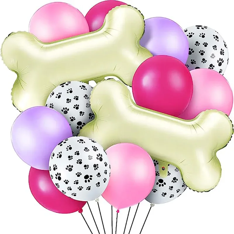 12 Stück Knochen-Folienballons Hunde-Pfoten Knochen Cartoon-Tier Ballon Geburtstagsparty Dekoration Babyparty Globos Kinderspielzeug