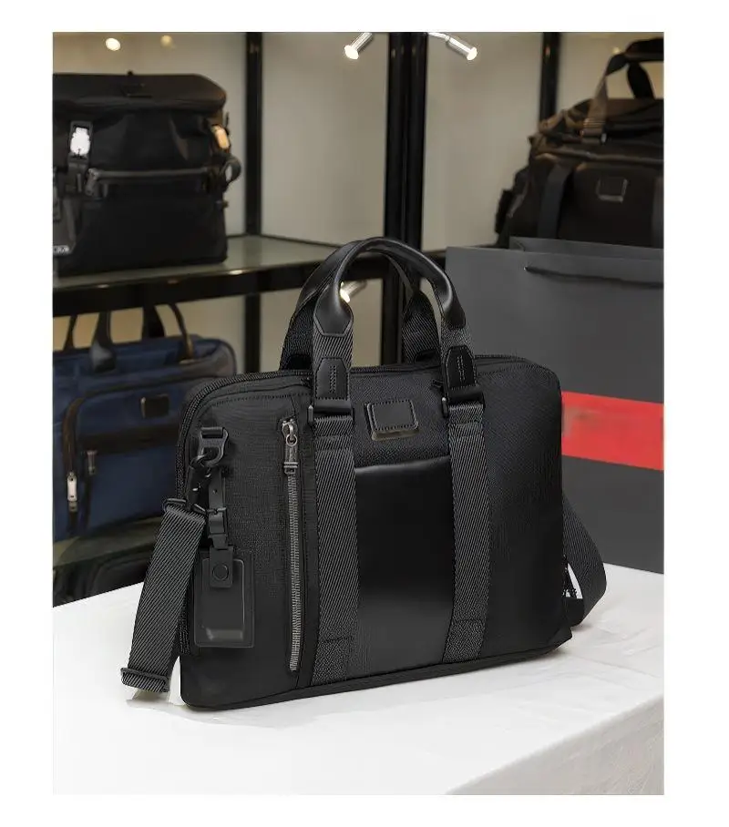 Minimalist Nylon Briefcase for Men - Refined Work Bag with Convertible Strap, Professional Sharp Look 232390